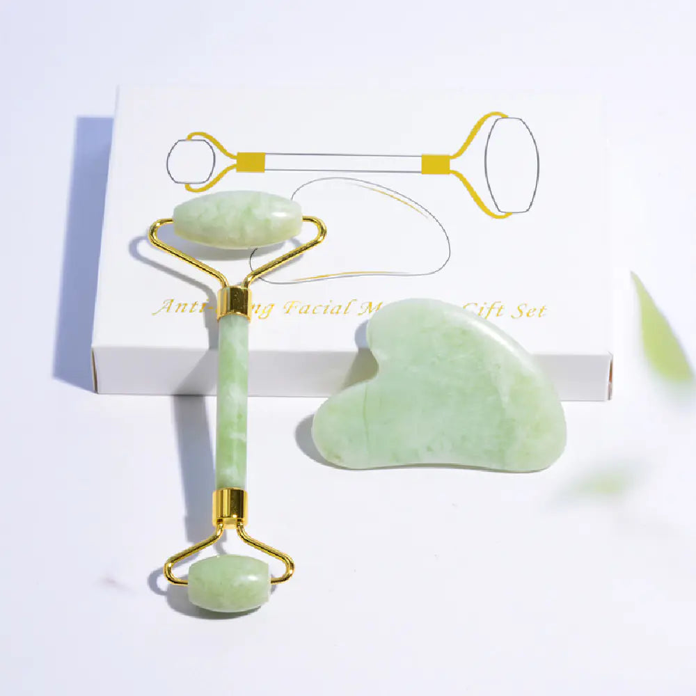 Lumé Glow Ritual jade roller and gua sha set